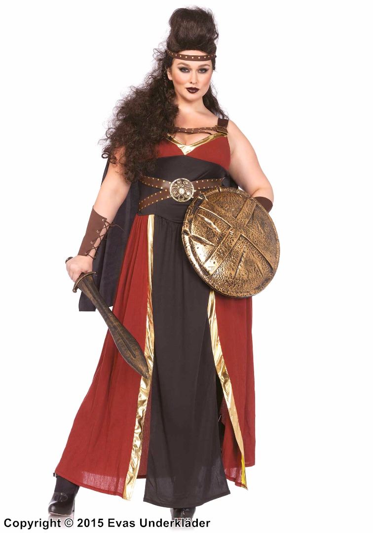 Amazonenkriegerin, Kostüm-Kleid, Kunstleder, Gürtel, XL bis 4XL